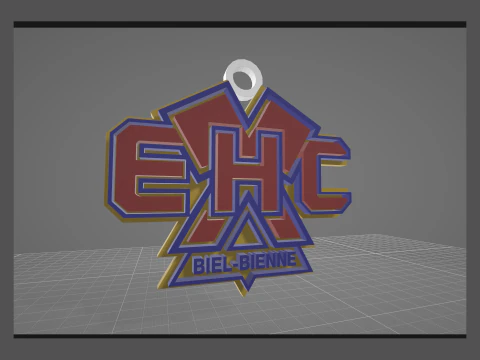 EHC Biel Printable and renderable Logo keychan 3D Print Model