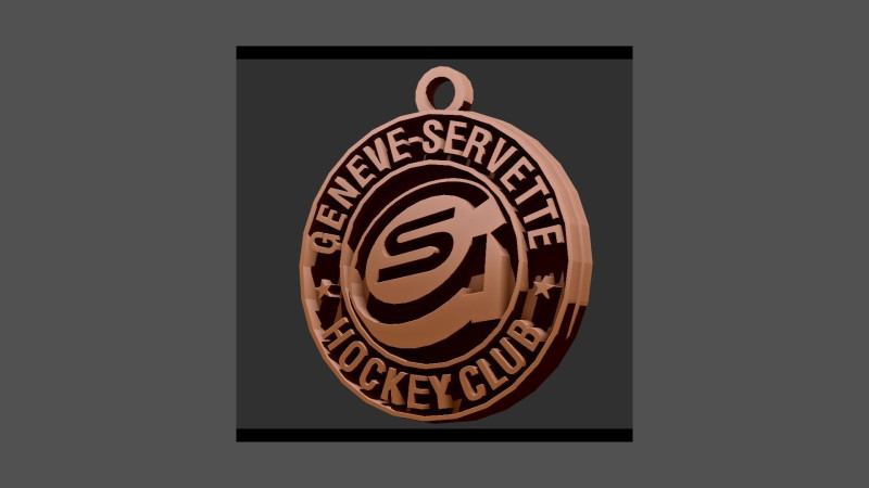 Genve-Servette HC Printable and renderable Logo keychan 3D Print Model .c4d .max .obj .3ds .fbx .stl .blend 