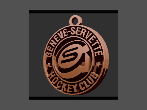 Genve-Servette HC Printable and renderable Logo keychan 3D Print Model