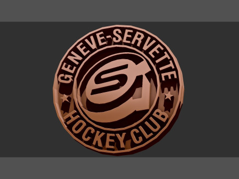 Genve-Servette HC Printable and renderable Logo keychan 3D Print Model