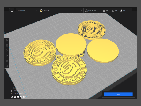Genve-Servette HC Printable and renderable Logo keychan 3D Print Model