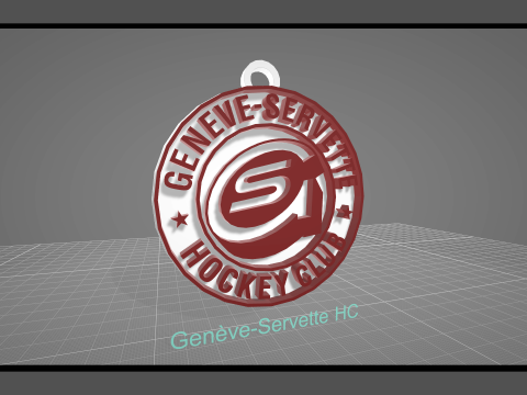 Genve-Servette HC Printable and renderable Logo keychan 3D Print Model