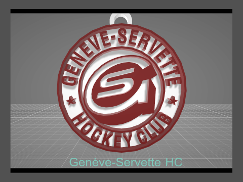 Genve-Servette HC Printable and renderable Logo keychan 3D Print Model