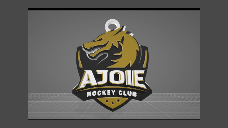HC Ajoie Printable and renderable Logo keychan 3D Print Model .c4d .max .obj .3ds .fbx .stl .blend 