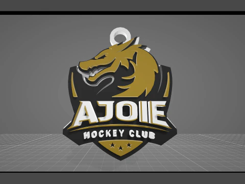 HC Ajoie Printable and renderable Logo keychan 3D Print Model
