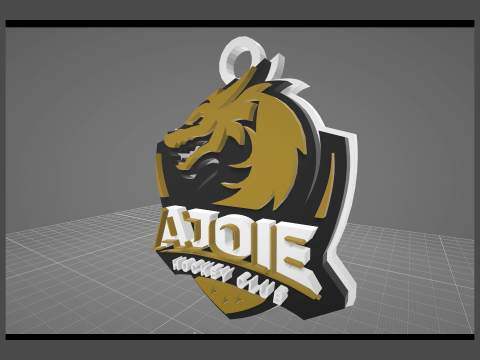 HC Ajoie Printable and renderable Logo keychan 3D Print Model