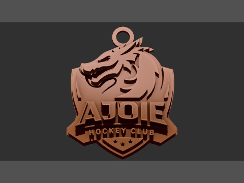 HC Ajoie Printable and renderable Logo keychan 3D Print Model