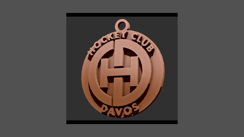 HC Davos Printable and renderable Logo keychan 3D Print Model .c4d .max .obj .3ds .fbx .stl .blend 