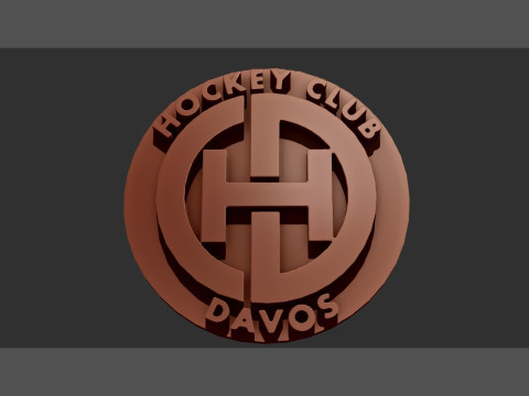 HC Davos Printable and renderable Logo keychan 3D Print Model