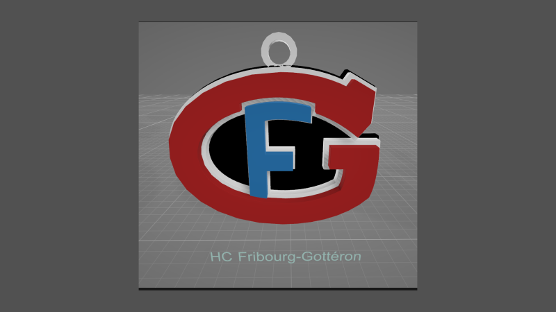 HC Fribourg-Gottron Printable and renderable Logo keychan Modello di stampa 3D .c4d .max .obj .3ds .fbx .stl .blend 