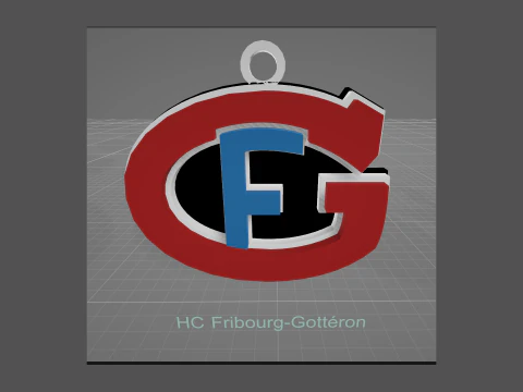 HC Fribourg-Gottron Printable and renderable Logo keychan 3D Print Model