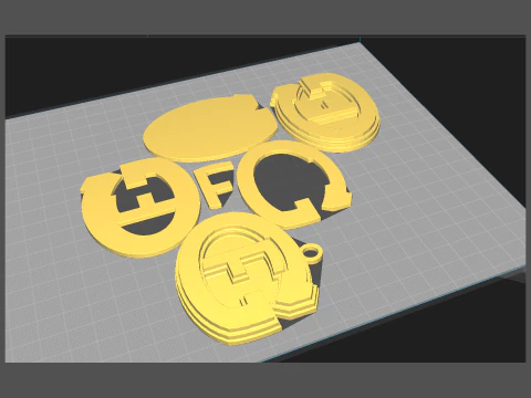 HC Fribourg-Gottron Printable and renderable Logo keychan 3D Print Model