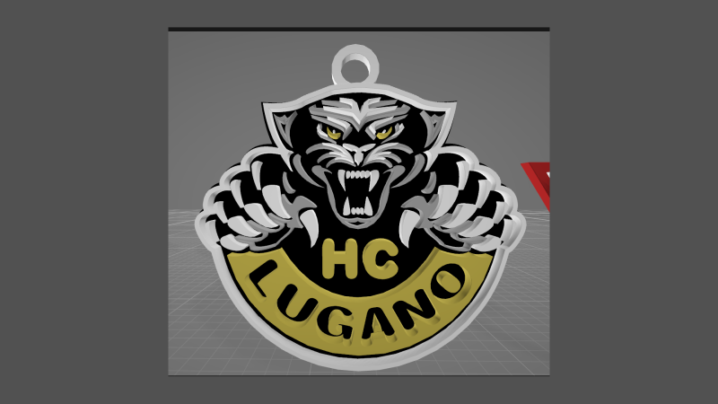 HC Lugano Printable and renderable Logo keychan 3D Baskı Modeli .c4d .max .obj .3ds .fbx .stl .blend 