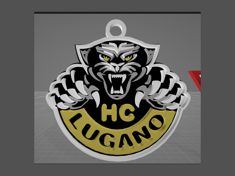 HC Lugano Printable and renderable Logo keychan 3D Print Model