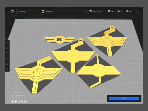 Kloten Flyers Printable and renderable Logo keychan 3D Print Model