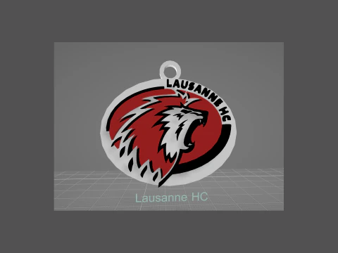 Lausanne HC Printable and renderable Logo keychan 3D Print Model