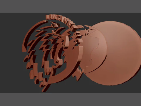 Lausanne HC Printable and renderable Logo keychan 3D Print Model