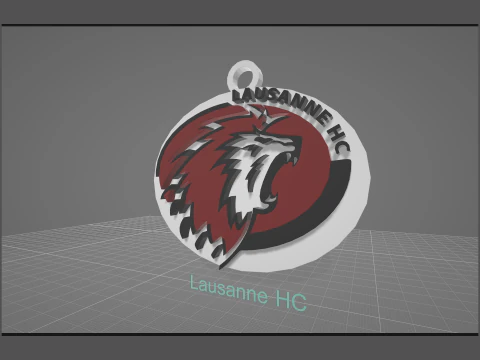 Lausanne HC Printable and renderable Logo keychan 3D Print Model
