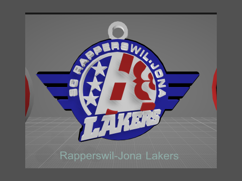 Rapperswil-Jona Lakers Printable and renderable Logo keychan Model Cetak 3D