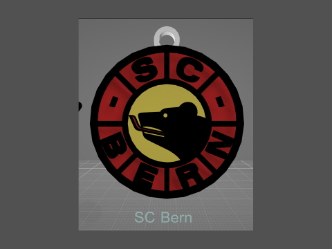 SC Bern Printable and renderable Logo keychan 3D Print Model
