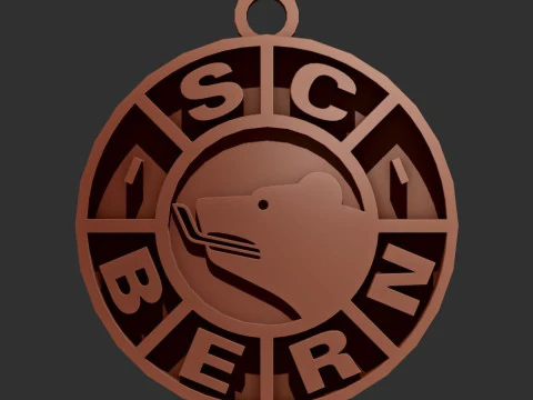 SC Bern Printable and renderable Logo keychan 3D Print Model