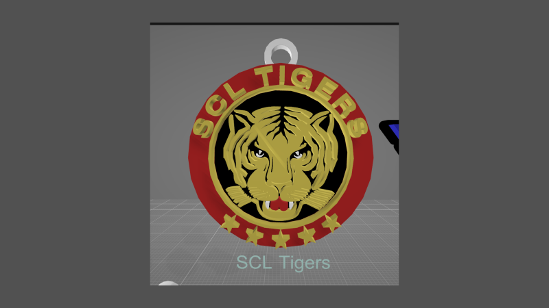 SCL Tigers Printable and renderable Logo keychan 3D प्रिंट मॉडल .c4d .max .obj .3ds .fbx .stl .blend 