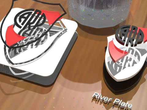 River Plate Coaster and Keychan Printable and renderable 3D Print Model