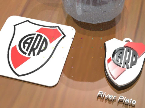 River Plate Coaster and Keychan Printable and renderable 3D Print Model