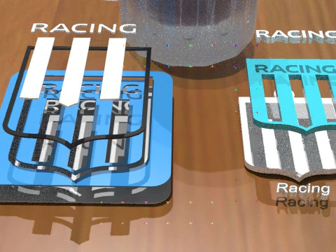 Racing Club Coaster and Keychan Printable and renderable 3D Print Model