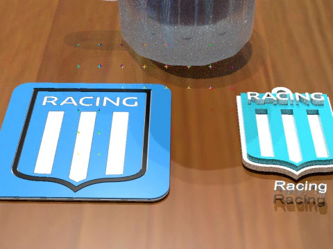 Racing Club Coaster and Keychan Printable and renderable 3D Print Model