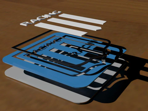 Racing Club Coaster and Keychan Printable and renderable 3D Print Model
