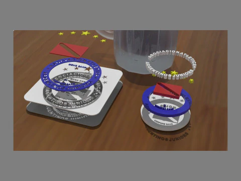 Argentinos Juniors Coaster and Keychan Printable and renderable 3D Print Model