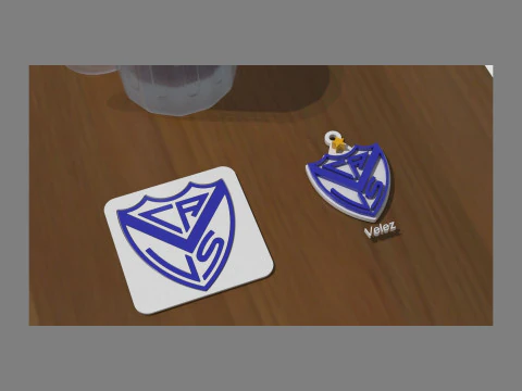 Velez Sarfield Coaster and Keychan Printable and renderable 3D Print Model