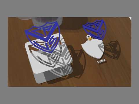 Velez Sarfield Coaster and Keychan Printable and renderable 3D Print Model
