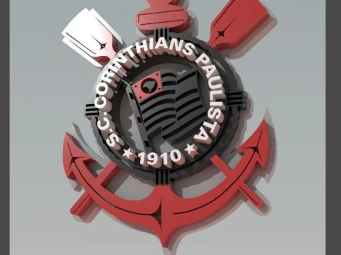 Chaveiro com escudos do logotipo do Corinthians para impressão e renderização Modelo de Impressão 3D