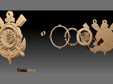 Corinthians logo Printable and Renderable logo shields keychan 3D Print Model
