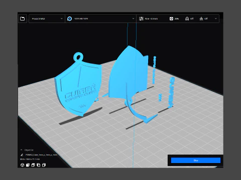Chaveiro de escudos com logotipo Cuiab para impressão e renderização Modelo de Impressão 3D