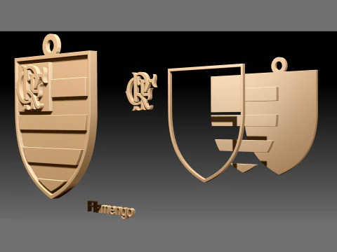 Flamengo logo Printable and Renderable logo shields keychan 3D Print Model