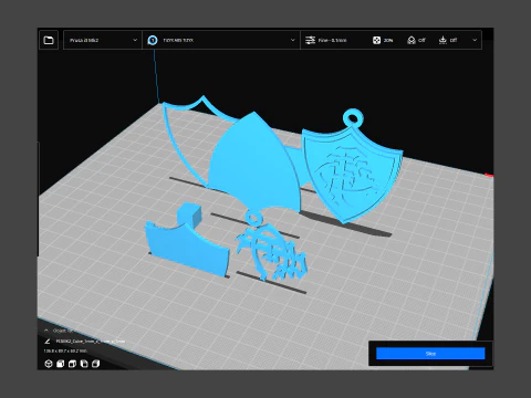 Chaveiro com escudos do logotipo do Fluminense para impressão e renderização Modelo de Impressão 3D