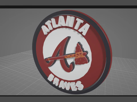 Atlanta Braves MLB Logo Keychan Shield Printable and renderable 3D Print Model