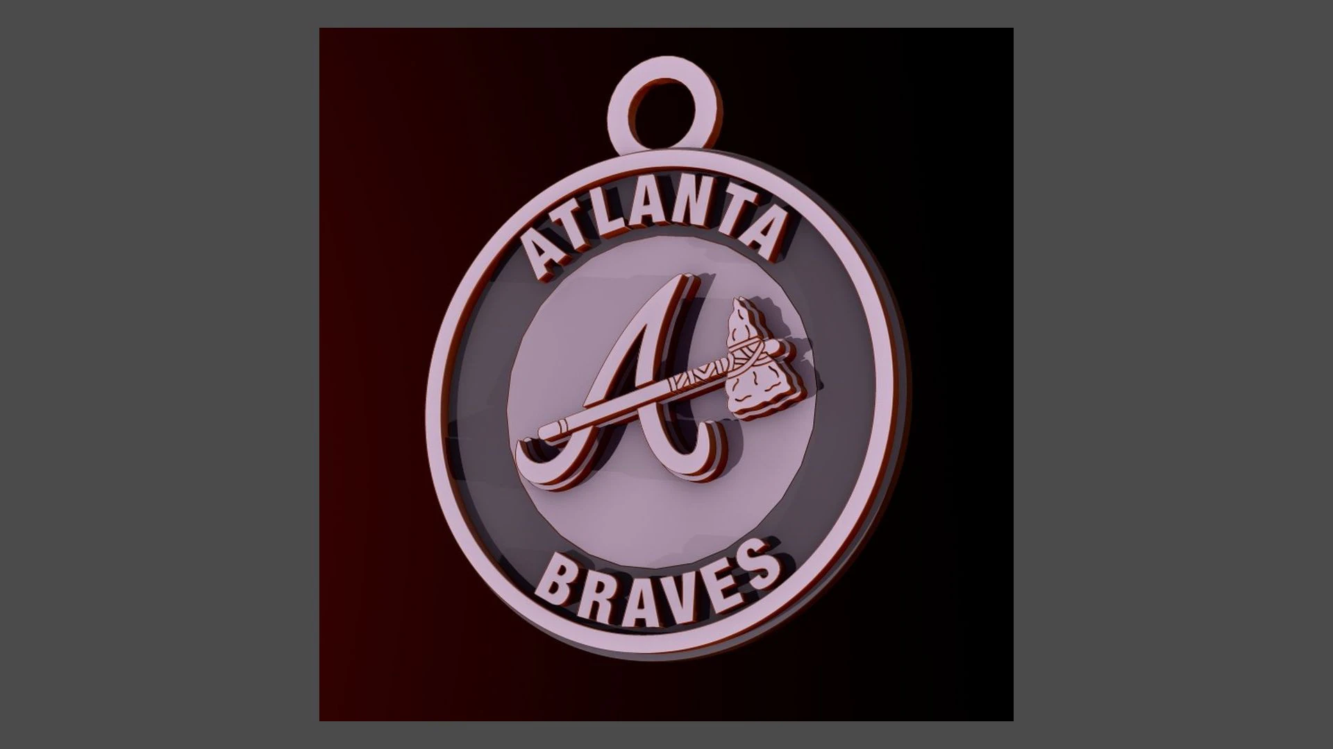 Atlanta Braves MLB Logo Keychan Shield Printable and renderable 3D Print Model .c4d .max .obj .3ds .fbx .stl .blend 