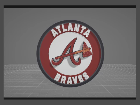 Atlanta Braves MLB Logo Keychan Shield Printable and renderable 3D Print Model