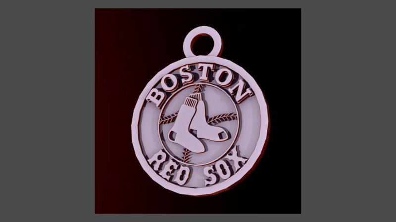 Boston Red Sox MLB Logo Keychan Shield Printable and renderable 3D Print Model .c4d .max .obj .3ds .fbx .stl .blend