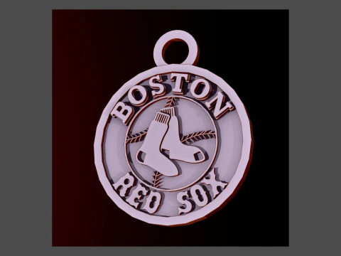 Escudo Keychan com logotipo do Boston Red Sox MLB para impressão e renderização Modelo de Impressão 3D
