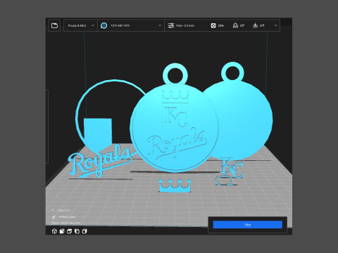 Kansas City Royals MLB Logo Keychan Shield Printable and renderable 3Dプリントモデル