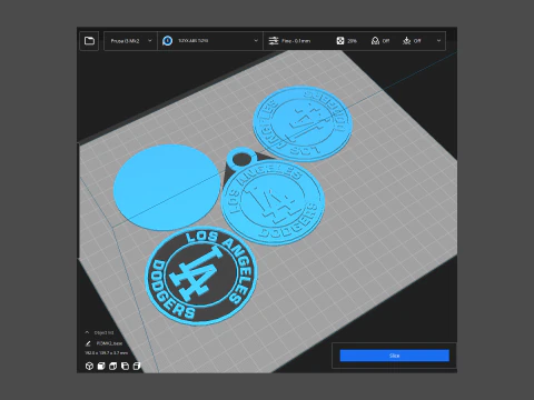 Los Angeles Dodgers MLB Logo Keychan Shield Printable and renderable 3D Print Model