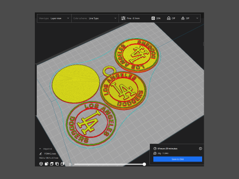 Los Angeles Dodgers MLB Logo Keychan Shield Printable and renderable 3D 打印模型
