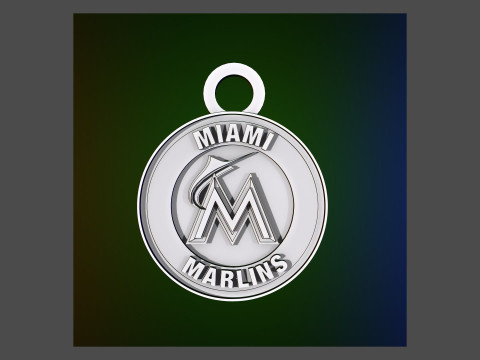 Miami Marlins MLB Logo Keychan Shield Printable and renderable 3D Baskı Modeli