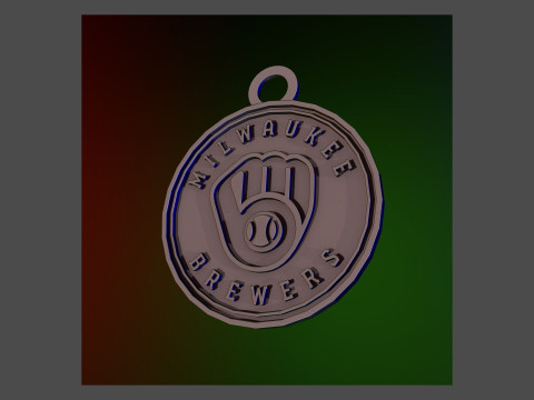 Milwaukee Brewers MLB Logo Keychan Shield Printable and renderable 3D Print Model