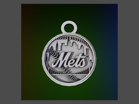 New York Mets MLB Logo Keychan Shield Printable and renderable 3D Print Model